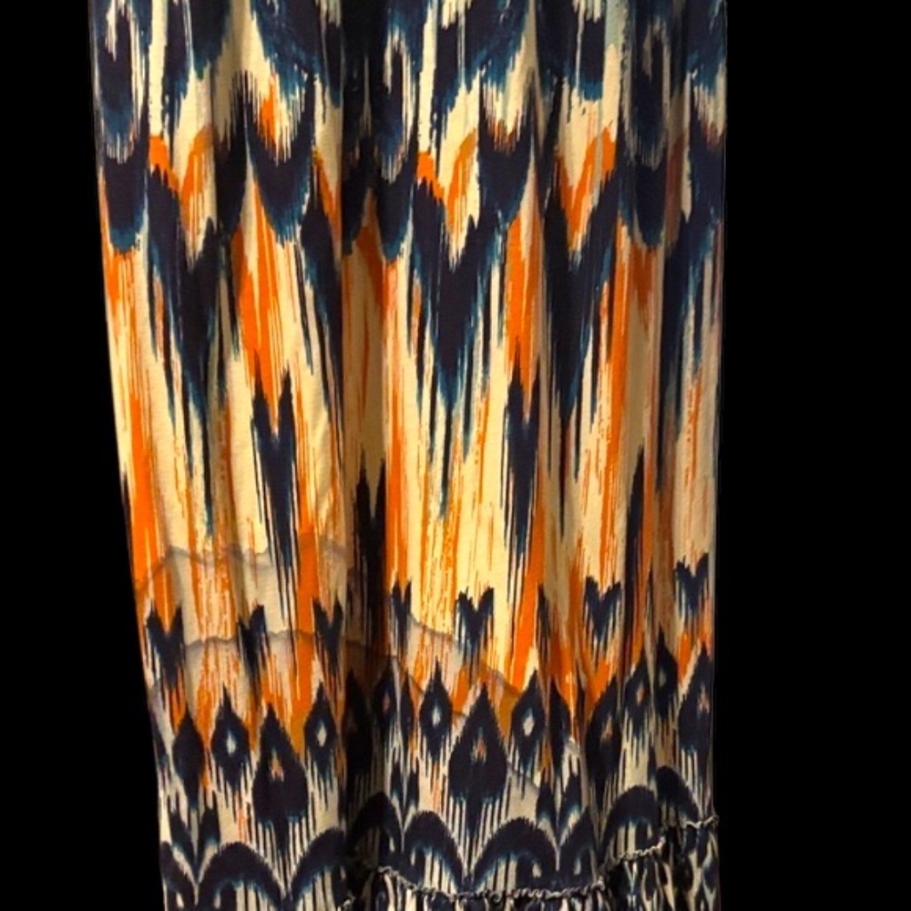 Elegant Blue and Orange Maxi Dress - Picture 6 of 9